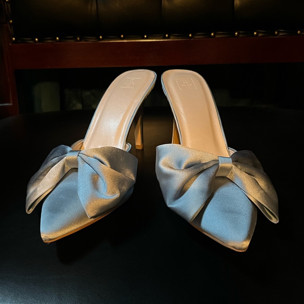Light blue DB Studio mules